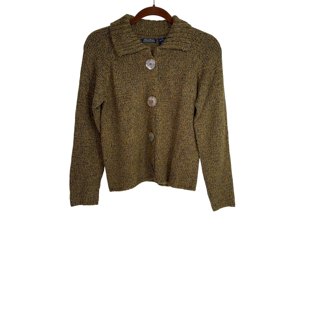 Wind River Womens Cardigan Sweater Knit Acrylic Gold Brown Button Down